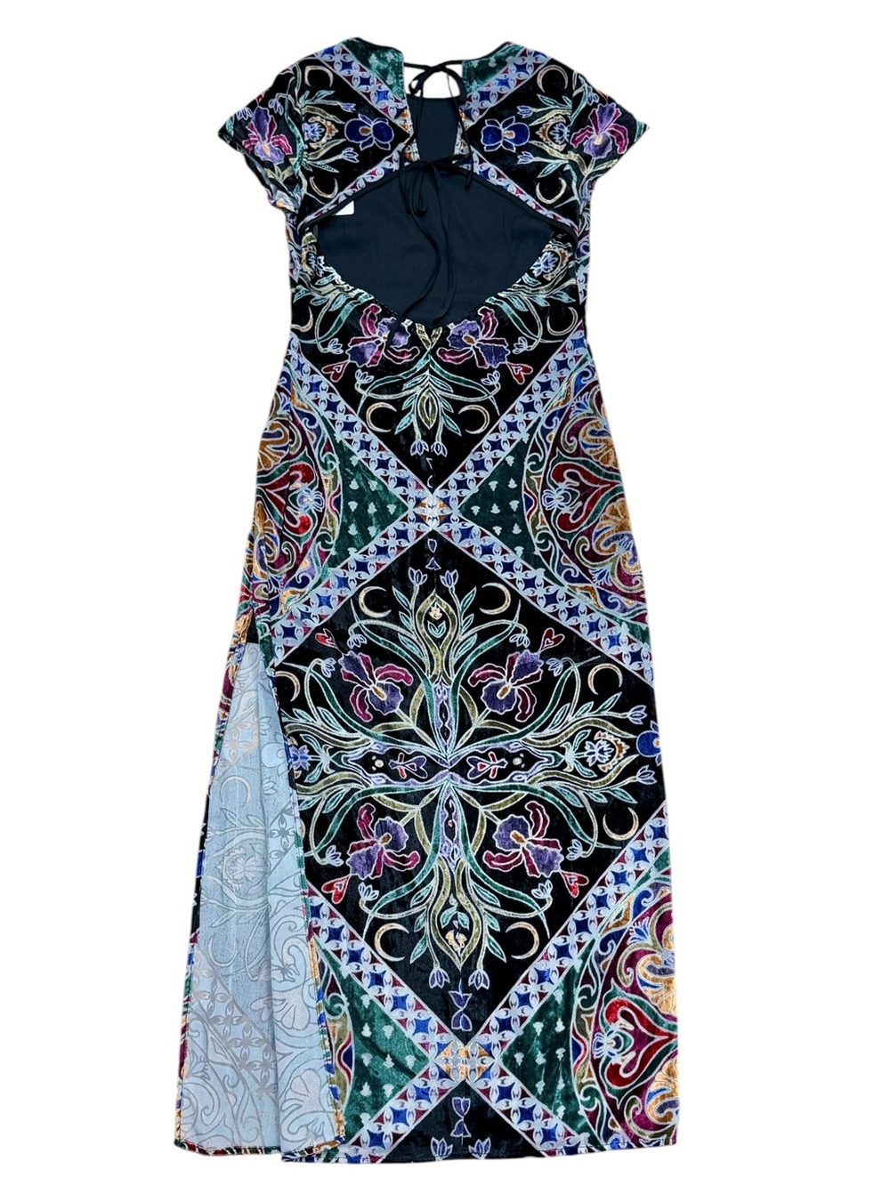 Free People Sz S Dress Iris Velvet Black Multicolour Midi Boho Festival Party - Picture 7 of 12